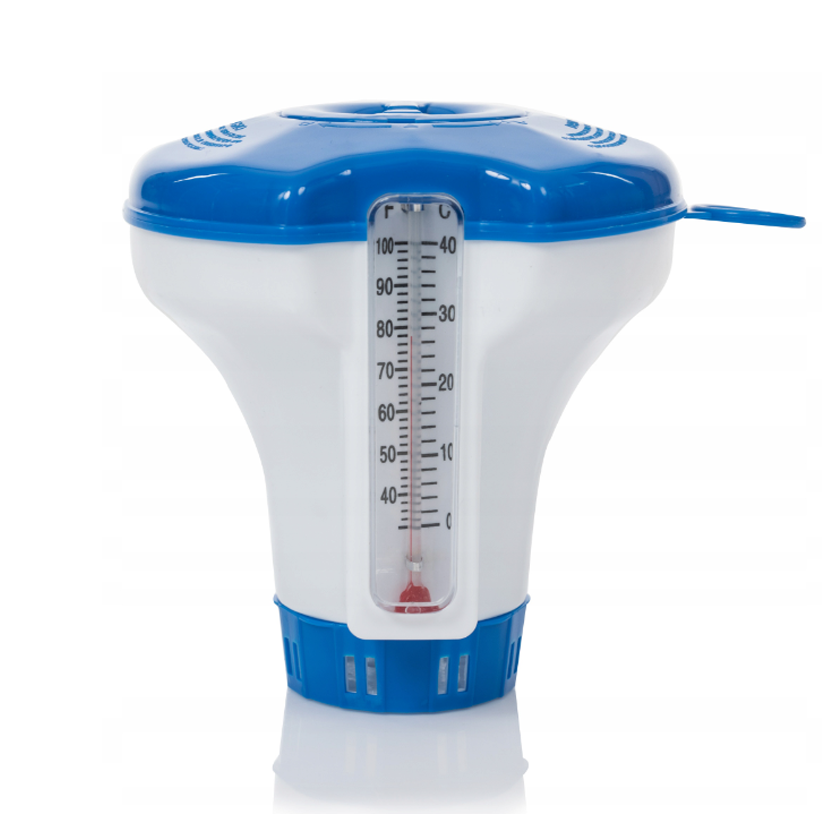 Dosing float with thermometer for 200g tablets – for the pool